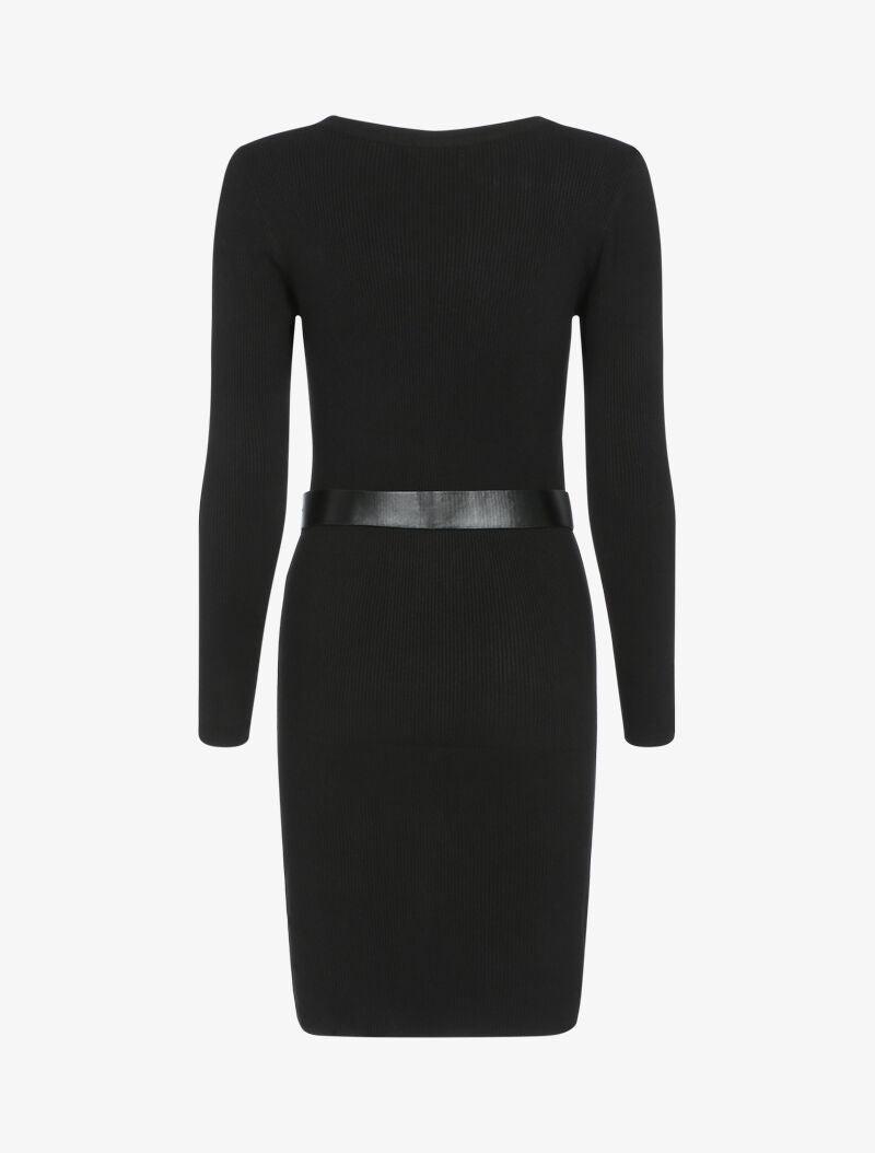 Robe pull côtelée à détails géométriques - noir - 2