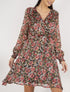 Robe à rayures irisées et fleurs - noir - 1