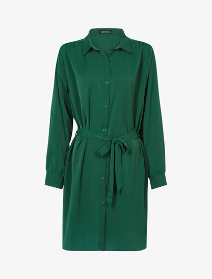 Robe chemise unie - vert - 3