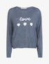 Pull loose à imprimé coeurs et love - gris foncé - 1