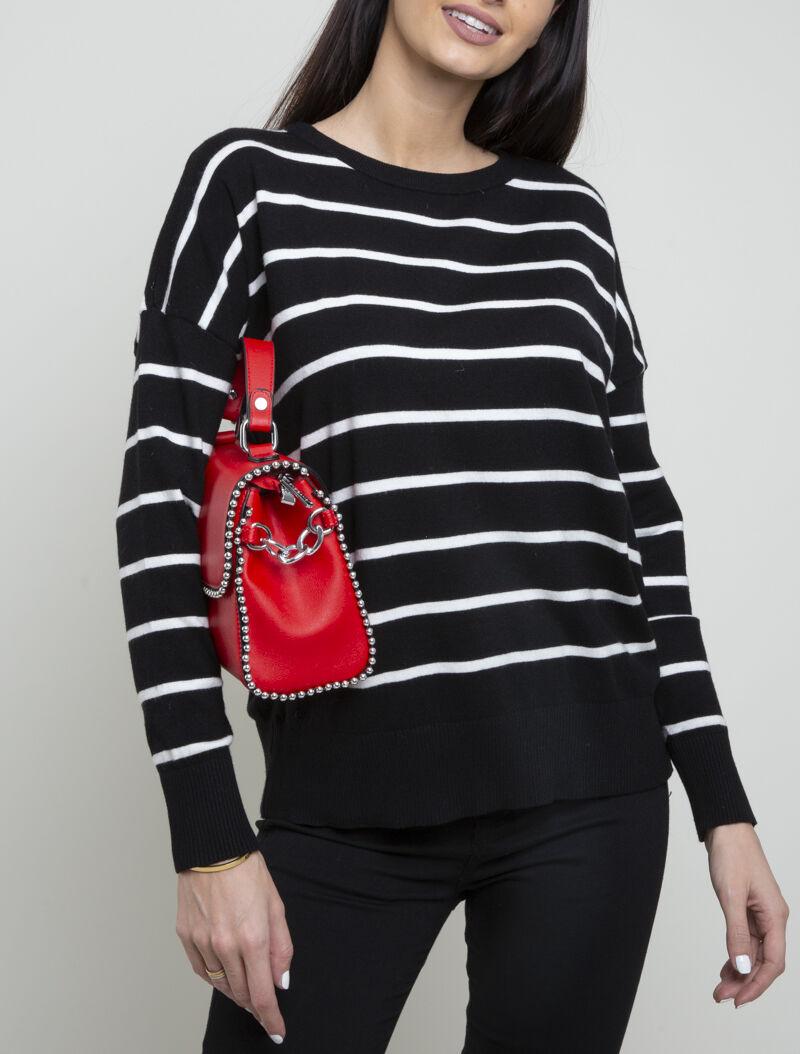 Pull coupe loose à rayures - noir/blanc - 1