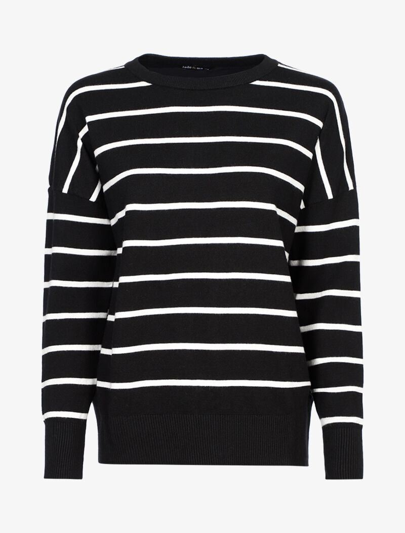 Pull coupe loose à rayures - noir/blanc - 2