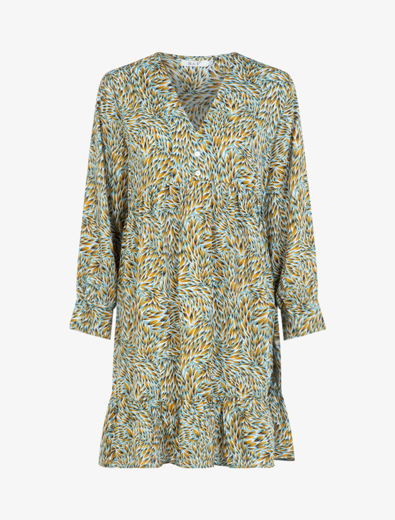 Robe à imprimé pétales graphiques - bleu ciel - 3