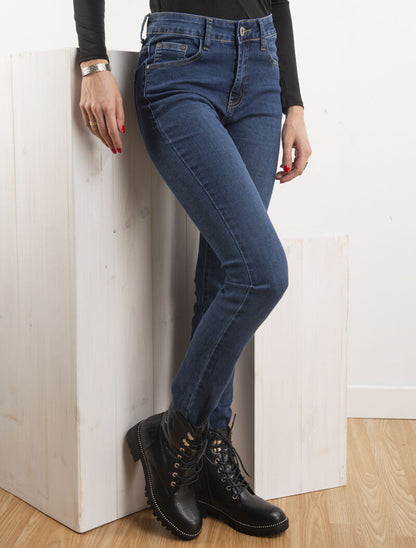Jean uni slim - bleu denim - 1