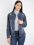 Veste à effet troué - bleu denim - 1