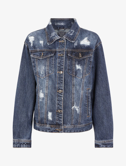 Veste à effet troué - bleu denim - 2
