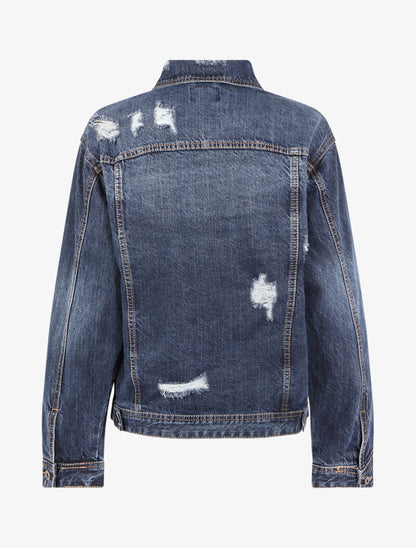 Veste à effet troué - bleu denim - 3