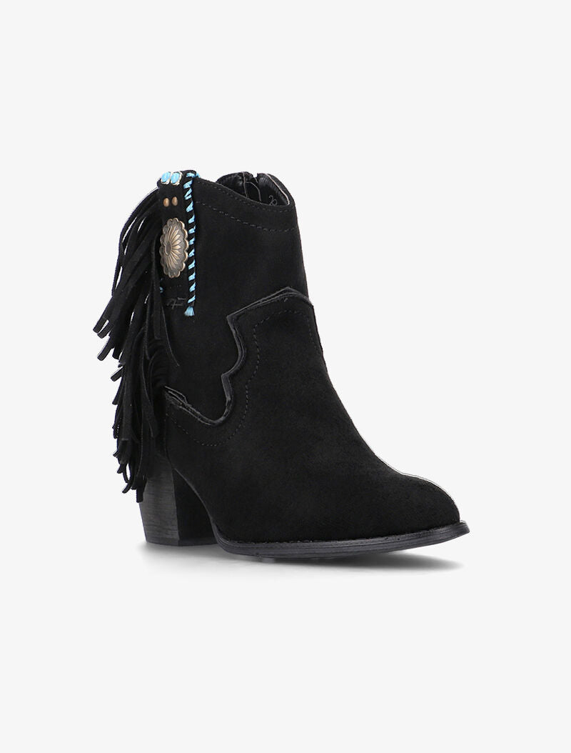 Bottines suédine ornées et à franges - noir - 2