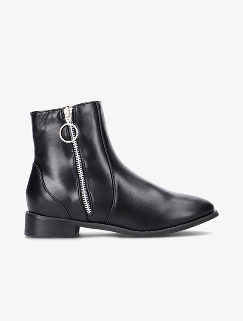 Boots en simili à zip ondulé - noir - 1