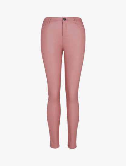 Pantalon en simili casual - rose - 1