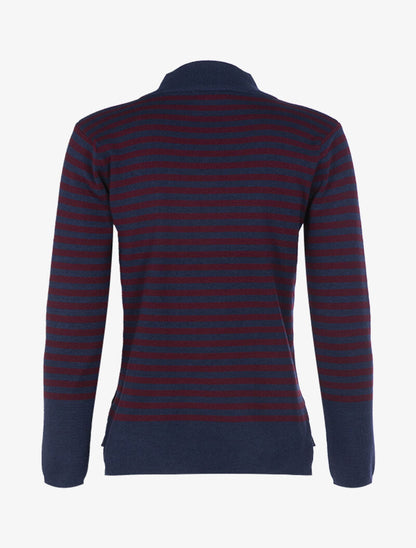 Pull rayé à dos plus long - marine/bordeaux - 2
