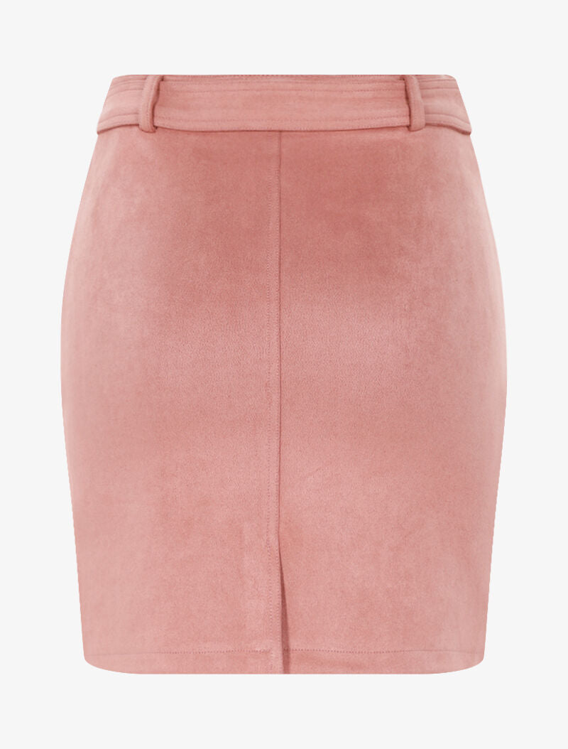 Jupe zippée en suédine - rose - 2