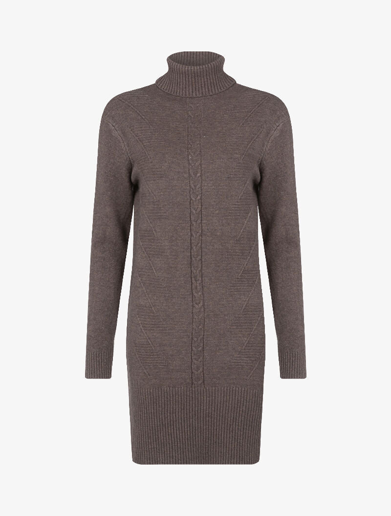 Robe pull à bande centrale tressée - taupe - 3