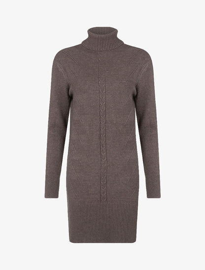 Robe pull à bande centrale tressée - taupe - 3