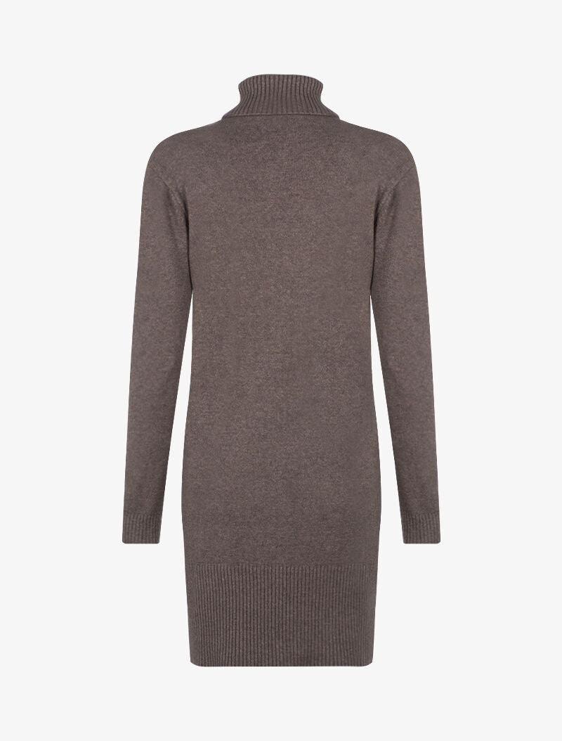 Robe pull à bande centrale tressée - taupe - 2