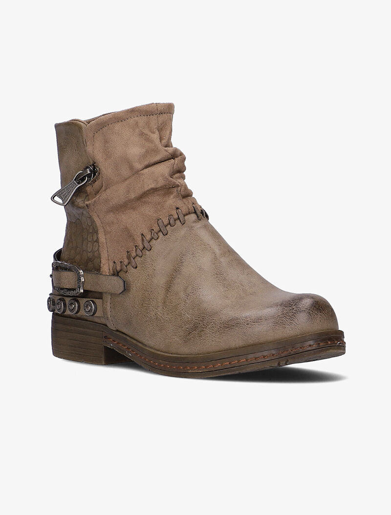 Boots rock à zips et texturées - taupe - 2