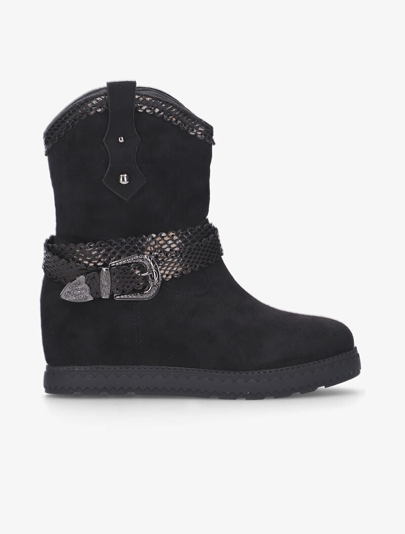 Boots compensées à détails python - noir - 1
