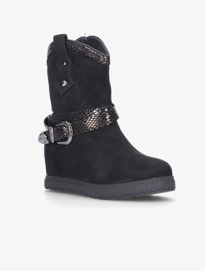 Boots compensées à détails python - noir - 2