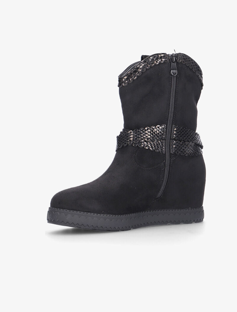 Boots compensées à détails python - noir - 3