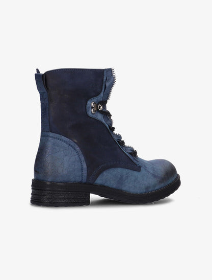 Boots bimatière à lacets - bleu - 4