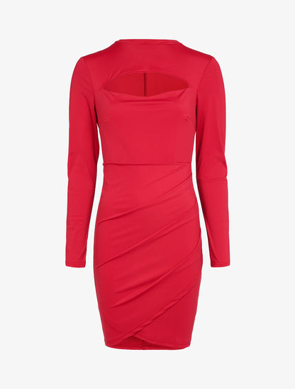 Robe stretch à découpe - rouge - 3
