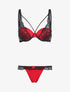 Ensemble corbeille lace out et tanga - rouge/noir - 3