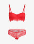 Ensemble à dentelle à fleurs et arabesques - rouge - 1