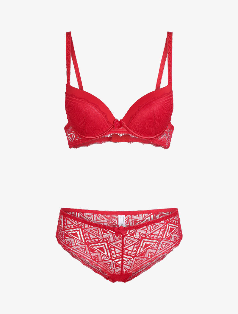 Ensemble à triangles en dentelle - rouge - 1