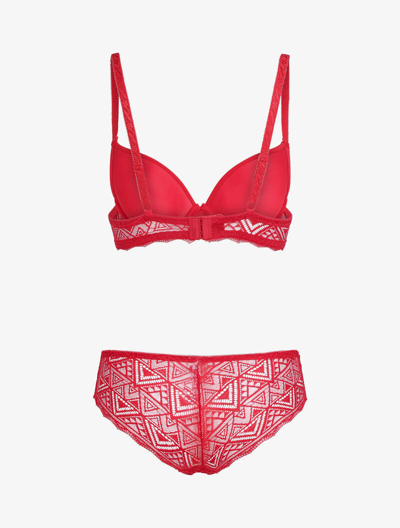 Ensemble à triangles en dentelle - rouge - 2