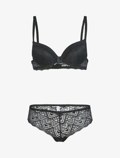 Ensemble à triangles en dentelle - noir - 1