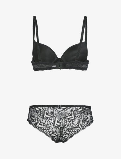 Ensemble à triangles en dentelle - noir - 2