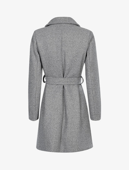 Manteau droit ceinturé - gris chiné - 3