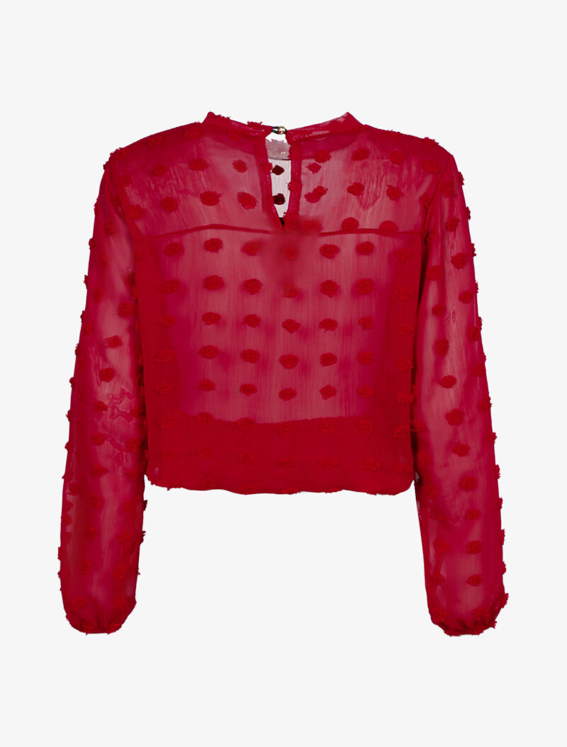 Top empiécé de ronds en relief - lie de vin - 2