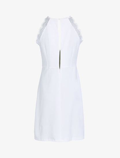 Robe à col américain et dentelle - ecru - 2