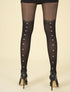 Collants style bas à arrière imprimé pois - noir - 1