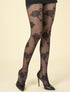 Collants à imprimé grandes fleurs - noir - 1