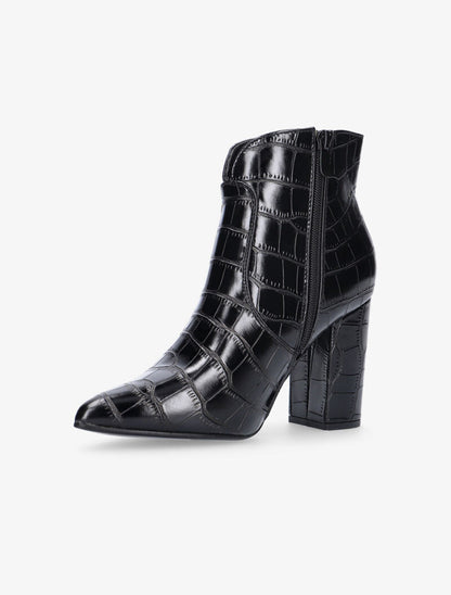 Bottines croco fendues - noir - 3