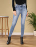 Jean basique griffé à taille haute - denim clair - 1
