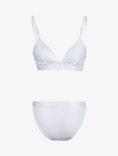 Ensemble en dentelle fleurie et résille - blanc - 2