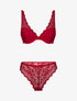 Ensemble soutien gorge ampliforme en dentelle fleurie - rouge - 1