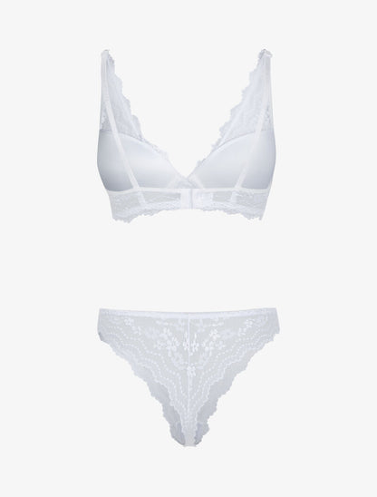 Ensemble soutien gorge ampliforme en dentelle fleurie - blanc - 2