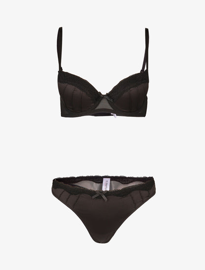 Ensemble push up satiné - noir - 3