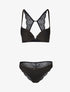 Ensemble push up satiné à fermeture avant - noir - 1