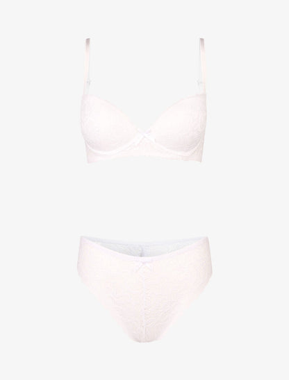 Ensemble push up en dentelle stylisée - blanc - 1