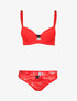 Ensemble push up en dentelle festonnée - rouge - 1