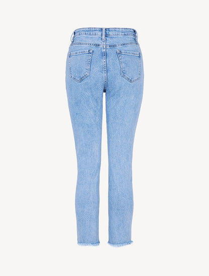 Jean boyfriend à déchirures - bleu ciel - 4