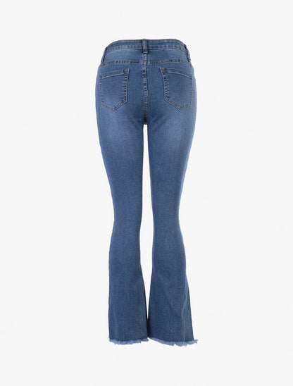 Jean flare à bords usés - bleu denim - 2