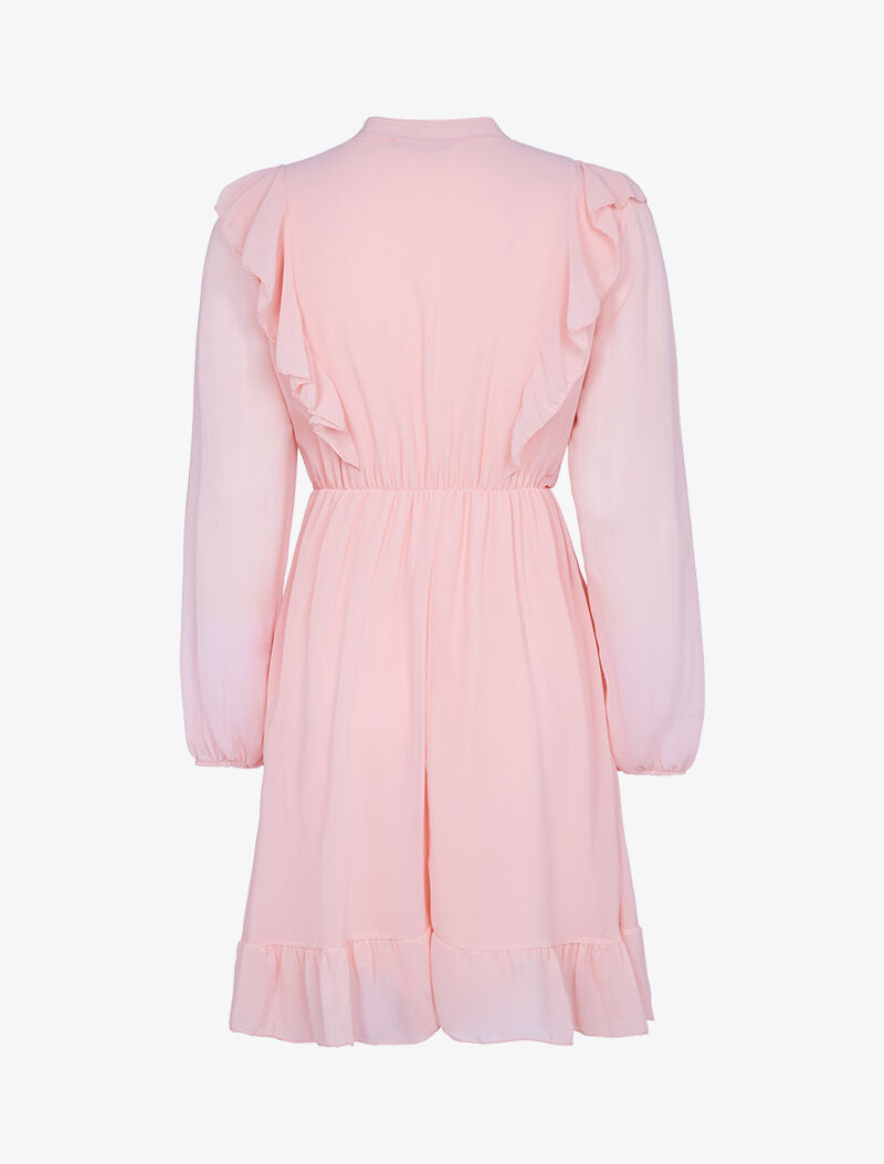 Robe volantée en voile - rose - 2