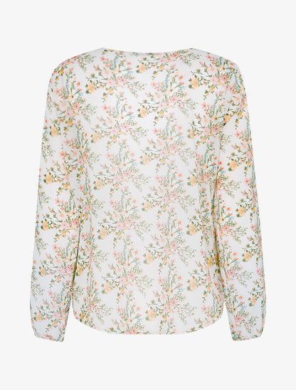 Blouse en voile à imprimés - beige - 2