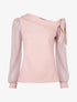 Top à encolure asymétrique et tulle - rose - 1